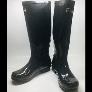 LONDON FOG Womens Rubber Knee-High Rain Boots